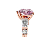 Rose gold Fancy Pink Heart  Cut Diamond Ring with Baguette Side Stones, Channel Set Band, and Four-Prong Setting_29