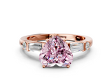Rose gold Fancy Pink Heart  Cut Diamond Ring with Baguette Side Stones, Channel Set Band, and Four-Prong Setting_3