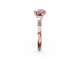 Rose gold Fancy Pink Heart  Cut Diamond Ring with Baguette Side Stones, Channel Set Band, and Four-Prong Setting_5