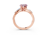 Rose gold Fancy Pink Heart  Cut Diamond Ring with Baguette Side Stones, Channel Set Band, and Four-Prong Setting_6