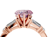 Rose gold Fancy Pink Heart  Cut Diamond Ring with Baguette Side Stones, Channel Set Band, and Four-Prong Setting_7