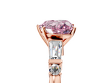 Rose gold Fancy Pink Heart  Cut Diamond Ring with Baguette Side Stones, Channel Set Band, and Four-Prong Setting_8