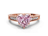 Rose gold Fancy Pink Heart Cut Diamond Ring with Milgrain Pavé Band and Four-Prong Setting_21