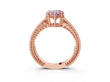 Rose gold Fancy Pink Heart Cut Diamond Ring with Milgrain Pavé Band and Four-Prong Setting_24