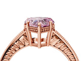 Rose gold Fancy Pink Heart Cut Diamond Ring with Milgrain Pavé Band and Four-Prong Setting_25