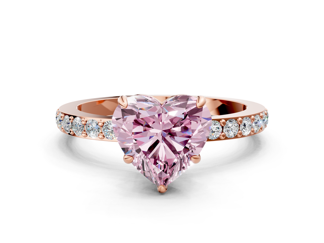 Rose gold Fancy Pink Heart  Cut Diamond Ring with Pavé Band and Four-Prong Setting_55