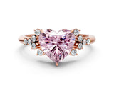 Rose gold Fancy Pink Heart Cut Diamond Ring with Side Stones and Four-Prong Setting_92