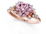 Rose gold Fancy Pink Heart Cut Diamond Ring with Side Stones and Four-Prong Setting_93