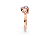 Rose gold Fancy Pink Heart Cut Diamond Ring with Side Stones and Four-Prong Setting_94