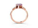 Rose gold Fancy Pink Heart Cut Diamond Ring with Side Stones and Four-Prong Setting_95