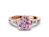 Rose gold Fancy Pink Heart  Cut Diamond Ring with Tapered Baguette Side Stones in Four-Prong Setting_3