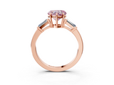Rose gold Fancy Pink Heart  Cut Diamond Ring with Tapered Baguette Side Stones in Four-Prong Setting_6