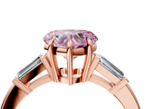 Rose gold Fancy Pink Heart  Cut Diamond Ring with Tapered Baguette Side Stones in Four-Prong Setting_7
