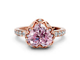 Rose gold Fancy Pink Heart Cut Diamond Scalloped Halo Engagement Ring with Round Shared Prong Band_12
