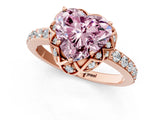 Rose gold Fancy Pink Heart Cut Diamond Scalloped Halo Engagement Ring with Round Shared Prong Band_13