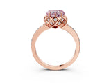 Rose gold Fancy Pink Heart Cut Diamond Scalloped Halo Engagement Ring with Round Shared Prong Band_15