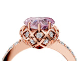 Rose gold Fancy Pink Heart Cut Diamond Scalloped Halo Engagement Ring with Round Shared Prong Band_16