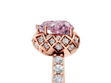 Rose gold Fancy Pink Heart Cut Diamond Scalloped Halo Engagement Ring with Round Shared Prong Band_17