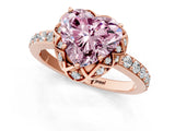 Rose gold Fancy Pink Heart Cut Diamond Scalloped Halo Engagement Ring with Round Shared Prong Band_25