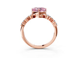 Rose gold Fancy Pink Heart Cut Diamond Scattered Round Accent Ring with Prong Setting_15
