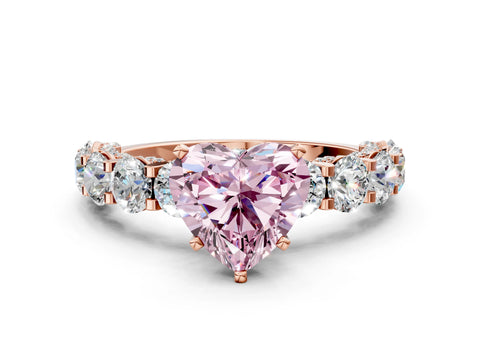 Rose gold Fancy Pink Heart Cut Diamond Side Stone Engagement Ring with Four-Prong Setting_24