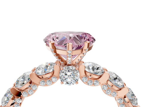 Rose gold Fancy Pink Heart Cut Diamond Side Stone Engagement Ring with Four-Prong Setting_28