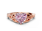 Rose gold Fancy Pink Heart Cut Diamond Solitaire Celtic Knot Ring with Four-Prong Setting_55