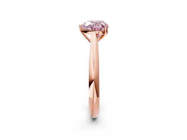 Rose gold Fancy Pink Heart Cut Diamond Solitaire Engagement Ring with Cathedral Setting and Four-Prong Mount