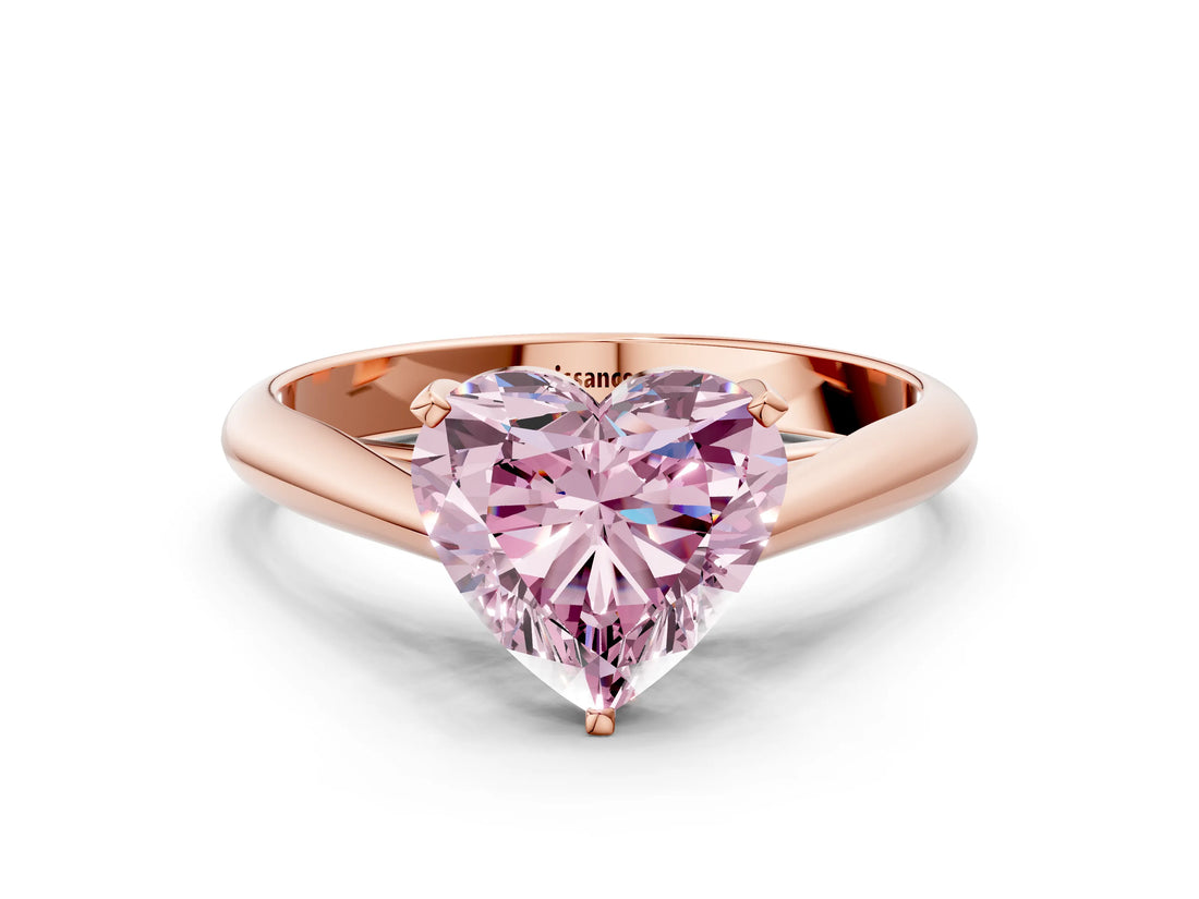 Rose gold Fancy Pink Heart Cut Diamond Solitaire Engagement Ring with Cathedral Setting and Four-Prong Mount_42