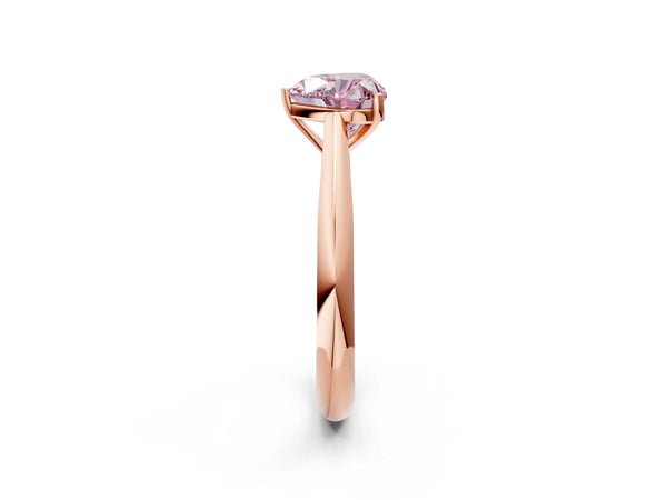 Rose gold Fancy Pink Heart Cut Diamond Solitaire Engagement Ring with Cathedral Setting and Four-Prong Mount