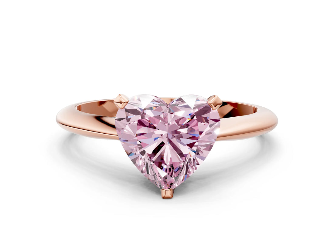 Rose gold Fancy Pink Heart Cut Diamond Solitaire Engagement Ring with Classic Band and Four-Prong Setting_24