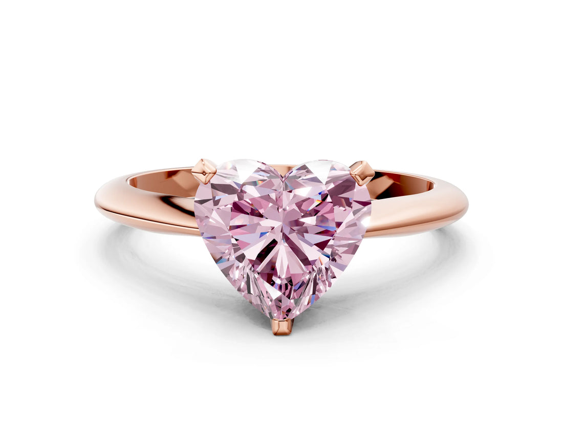 Rose gold Fancy Pink Heart Cut Diamond Solitaire Engagement Ring with Classic Band and Four-Prong Setting_87