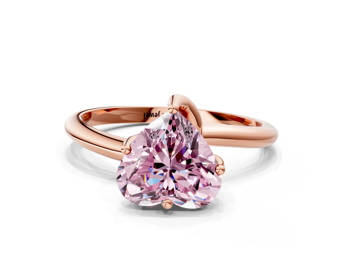 Rose gold Fancy Pink Heart Cut Diamond Solitaire Engagement Ring with Four-Prong Setting and Classic Band_20
