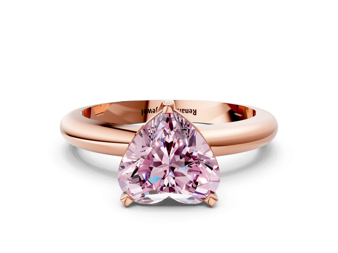Rose gold Fancy Pink Heart Cut Diamond Solitaire Engagement Ring with Round Band and Four-Prong Setting_215