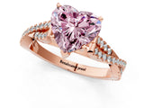 Rose gold Fancy Pink Heart Cut Diamond Solitaire Engagement Ring with Twisted Pavé Band and Four-Prong Setting_38