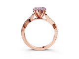 Rose gold Fancy Pink Heart Cut Diamond Solitaire Engagement Ring with Twisted Pavé Band and Four-Prong Setting_40