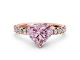 Rose gold Fancy Pink Heart Cut Diamond Solitaire Pavé Engagement Ring with Round Band and Prong Setting_67