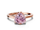 Rose gold Fancy Pink Heart Cut Diamond Solitaire Ring with Flower Prong Setting and Classic Band_12