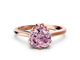 Rose gold Fancy Pink Heart Cut Diamond Solitaire Ring with Flower Prong Setting and Classic Band_36