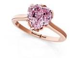 Rose gold Fancy Pink Heart Cut Diamond Solitaire Ring with Flower Prong Setting and Classic Band_37