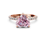 Rose gold Fancy Pink Heart Cut Diamond Solitaire Ring with Four-Prong Setting and Pavé Band_3