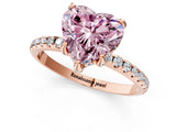 Rose gold Fancy Pink Heart Cut Diamond Solitaire Ring with Four-Prong Setting and Pavé Band_4