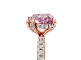 Rose gold Fancy Pink Heart Cut Diamond Solitaire Ring with Four-Prong Setting and Pavé Band_8
