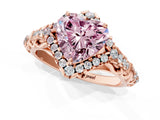 Rose gold Fancy Pink Heart Cut Diamond Solitaire Ring with Hidden Halo and Pavé Band_28
