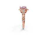 Rose gold Fancy Pink Heart Cut Diamond Solitaire Ring with Hidden Halo and Pavé Band_29