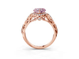 Rose gold Fancy Pink Heart Cut Diamond Solitaire Ring with Hidden Halo and Pavé Band_30