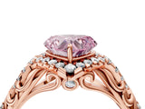 Rose gold Fancy Pink Heart Cut Diamond Solitaire Ring with Hidden Halo and Pavé Band_31