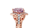 Rose gold Fancy Pink Heart Cut Diamond Solitaire Ring with Hidden Halo and Pavé Band_32