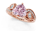 Rose gold Fancy Pink Heart Cut Diamond Solitaire Ring with Milgrain Pavé Band and Four-Prong Setting_197