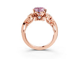 Rose gold Fancy Pink Heart Cut Diamond Solitaire Ring with Milgrain Pavé Band and Four-Prong Setting_199